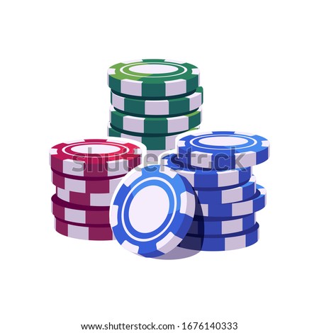 Colored poker chips stacks. Casino illustration