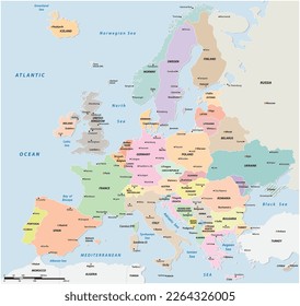 Mapa vectorial político de los estados europeos