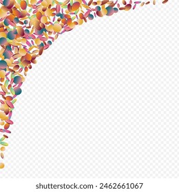 Colored Polka Abstract Transparent Background. Magic Vector Round Banner. Effect Card. Holographic Christmas Background.