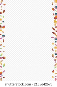 Colored Polka Decoration Transparent Background. Multicolored Abstract Circle Card. Invitation Backdrop. Rainbow Festival Pattern.