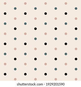 Colored polka dots on a pink background seamless vector pattern.