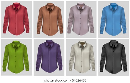 Colored polo shirt with long sleeves. Photo-realistic vector.
