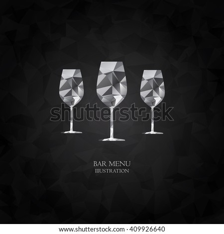 Colored polygon drink and beverages. Polygon glass vector background