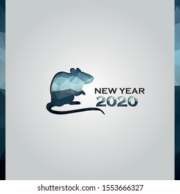 Colored polygonal New Year 2020 mouse rat background