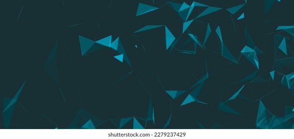 Colored polygonal space. Connection dots and lines structure. Digital background. Triangular futuristic business wallpaper. Data technology. 3d rendering. Vector Illustration