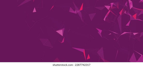 Colored polygonal space. Connection dots and lines structure. Digital background. Triangular futuristic business wallpaper. Data technology. 3d rendering. Vector Illustration