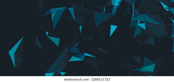 Colored polygonal space. Connection dots and lines structure. Digital background. Triangular futuristic business wallpaper. Data technology. 3d rendering. Vector Illustration