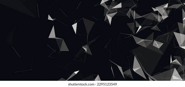 Colored polygonal space. Connection dots and lines structure. Digital background. Triangular futuristic business wallpaper. Data technology. 3d rendering. Vector Illustration