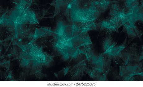 Colored polygonal space. Connection dots and lines structure. Dynamic wave of glowing points. Digital background. Technology background. Triangular futuristic business wallpaper. Plexus. 3D vector.