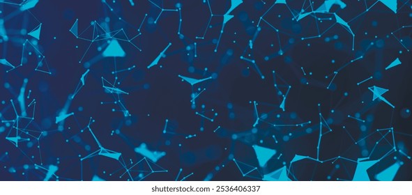 Colored polygonal space. Connection dots and lines structure. Digital background. Data technology and scientific illustration. Vector illustration. Widescreen