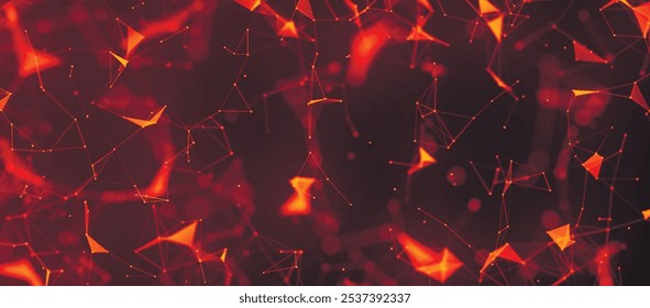 Colored polygonal space. Connection dots and lines structure. Digital background. Data technology and scientific illustration. Vector illustration. Widescreen