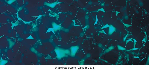 Colored polygonal space. Connection dots and lines structure. Digital background. Data technology and scientific illustration. Vector illustration. Widescreen