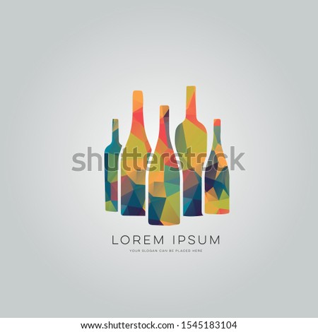 Colored polygonal wine glass. Geometric abstract bar and restaurant menu background