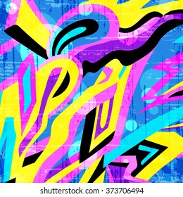 graffiti de polígonos de colores sobre fondo amarillo