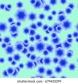 Colored polygons on a blue background