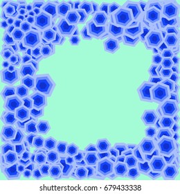 Colored polygons on a blue background