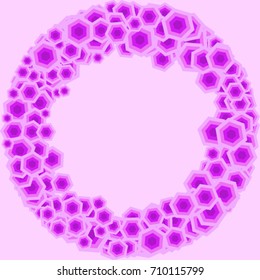 Colored polygons on a pink background