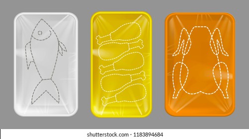 Colored polypropylene food containers. Food Packaging Template For Branding. Mock-up templates for visualization