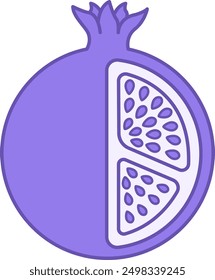 Colored Pomegranate Icon. Vector Icon. Natural and Organic Food. Sweet Dessert. Fruit Concept