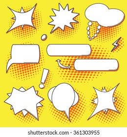 Colored pop art speech bubbles set - Vector illustration
