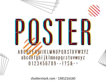 Colored Poster Alphabet. Modern abstract font Trendy style distorted typeface. Vector