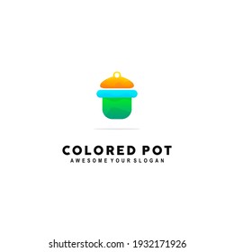 colored pot logo design vektor