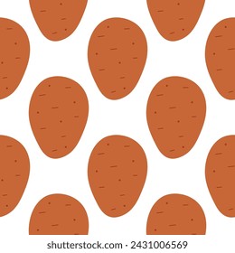 Patrón de patata de color . Producción eco-bio de patatas. Vegetal crudo y saludable. Ingrediente para cocinar. Dibujado a mano ilustración vectorial. fondo sin fisuras textura impresión tela papel de moda