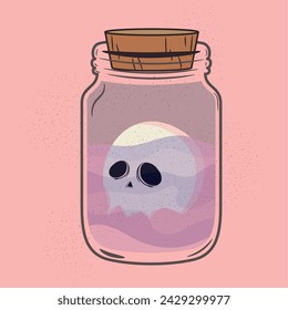 Poción de color con un cráneo Ilustración vectorial