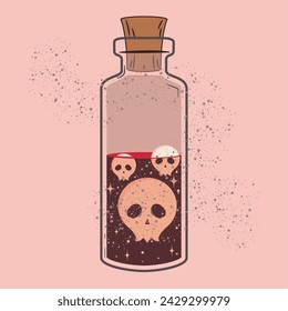 Colored potion with a skull Vector illustration