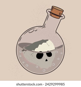Colored potion with a skull Vector illustration