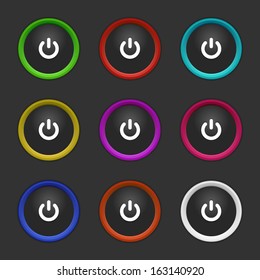 Colored Power Buttons 9 Icons Stock Vector (Royalty Free) 163140920 ...