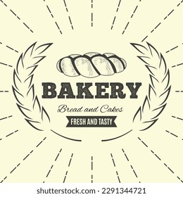 Colored premium quality retro bakery template Vector