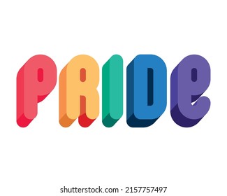 colored pride lettering over white