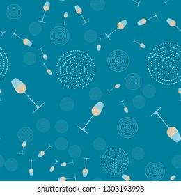 colored Print for bars and restaurants. seamless pattern with glass of champagne