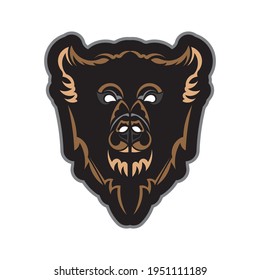Colored print of a dog's face. Samoan style. Isolated. Vector 