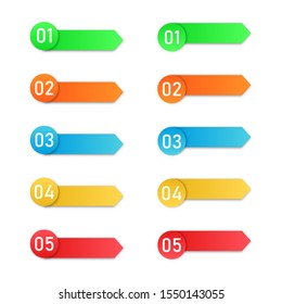 Colored process steps. Vector Infographic elements. Numbers of business steps