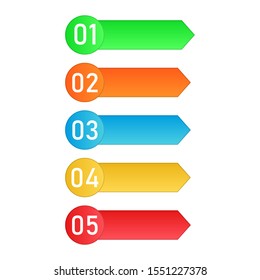 Colored process steps. Vector Infographic elements. Numbers of business steps
