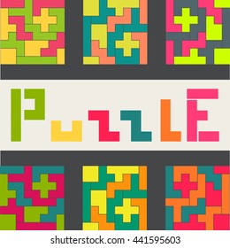 Colored puzzle game. Vector illustration.