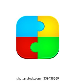 colored puzzle icon or button