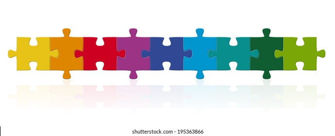 colored puzzle pieces in series