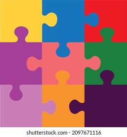 colored puzzle pieces in series