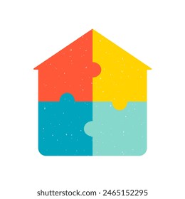 Colored puzzle in the shape of a house. Vector illustration isolated on white background