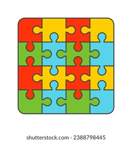 colored puzzle square. flat vector illustration