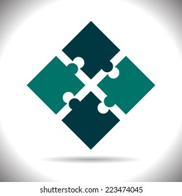 Colored puzzles concept. Infographic. Business. In dark modern turquoise colors