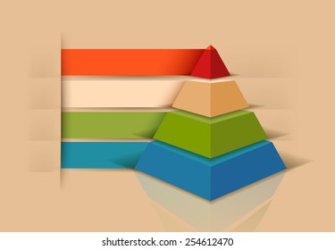 Colored pyramid info graphics. For workflow layout, diagram, number options, step up, web design, infographics. development. A successful. Promotion and advertising business.