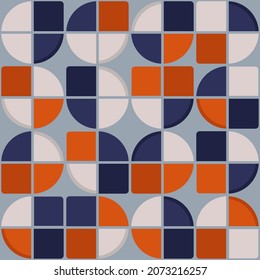 Cuartos de colores, en su mayoría naranja y azul. Vector con cuartos sin soldadura, o abstracción con geometría hace baldosas con estampado.