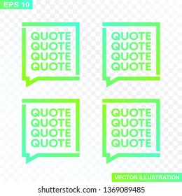 Colored quote set template,form and speech box isolated on transparent background.Vector illustration