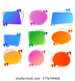 Colored quote speech bubble template. Quotes form and speech box isolated on white background. Vector illustration.