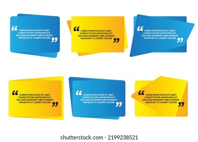 Plantilla de burbuja de voz de comillas de color. Cita la forma y el cuadro de diálogo aislados en un fondo blanco. Ilustración vectorial.