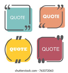 Colored quote template. Quotes form and speech box isolated on white background. Vector illustration